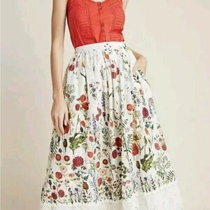 NWT Anthropoloie Floral White Skirt